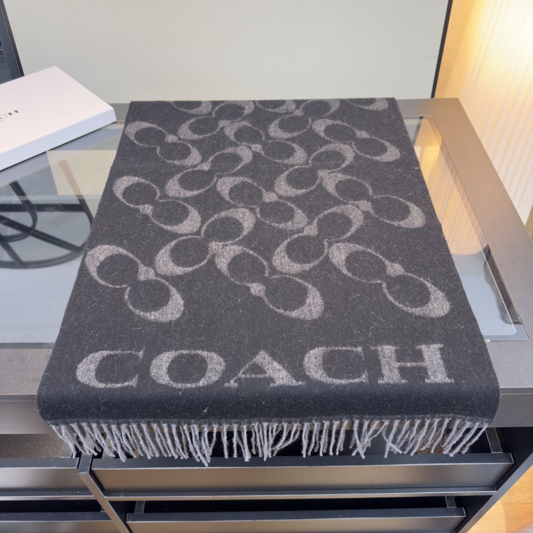 Coach C Motif Fringed Scarf — front