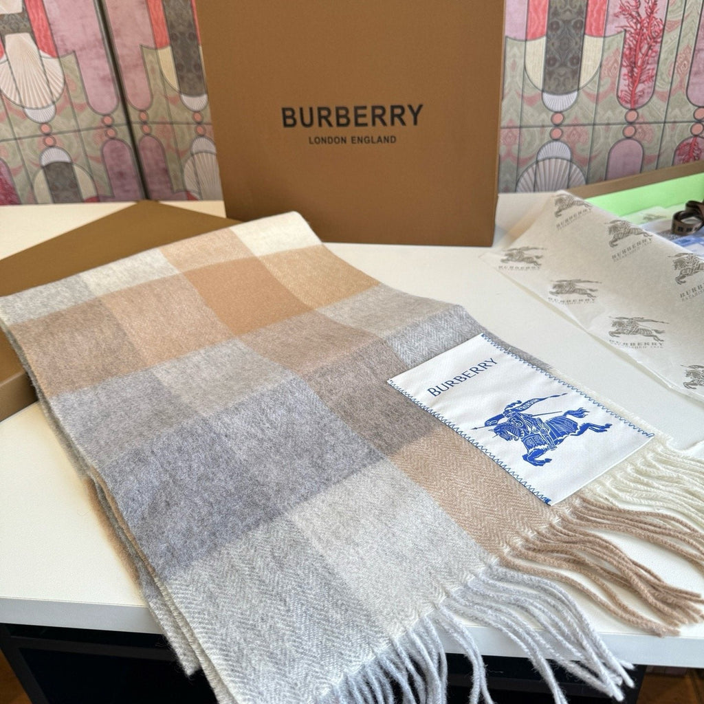 Burberry Plaid Fringe Scarf — front