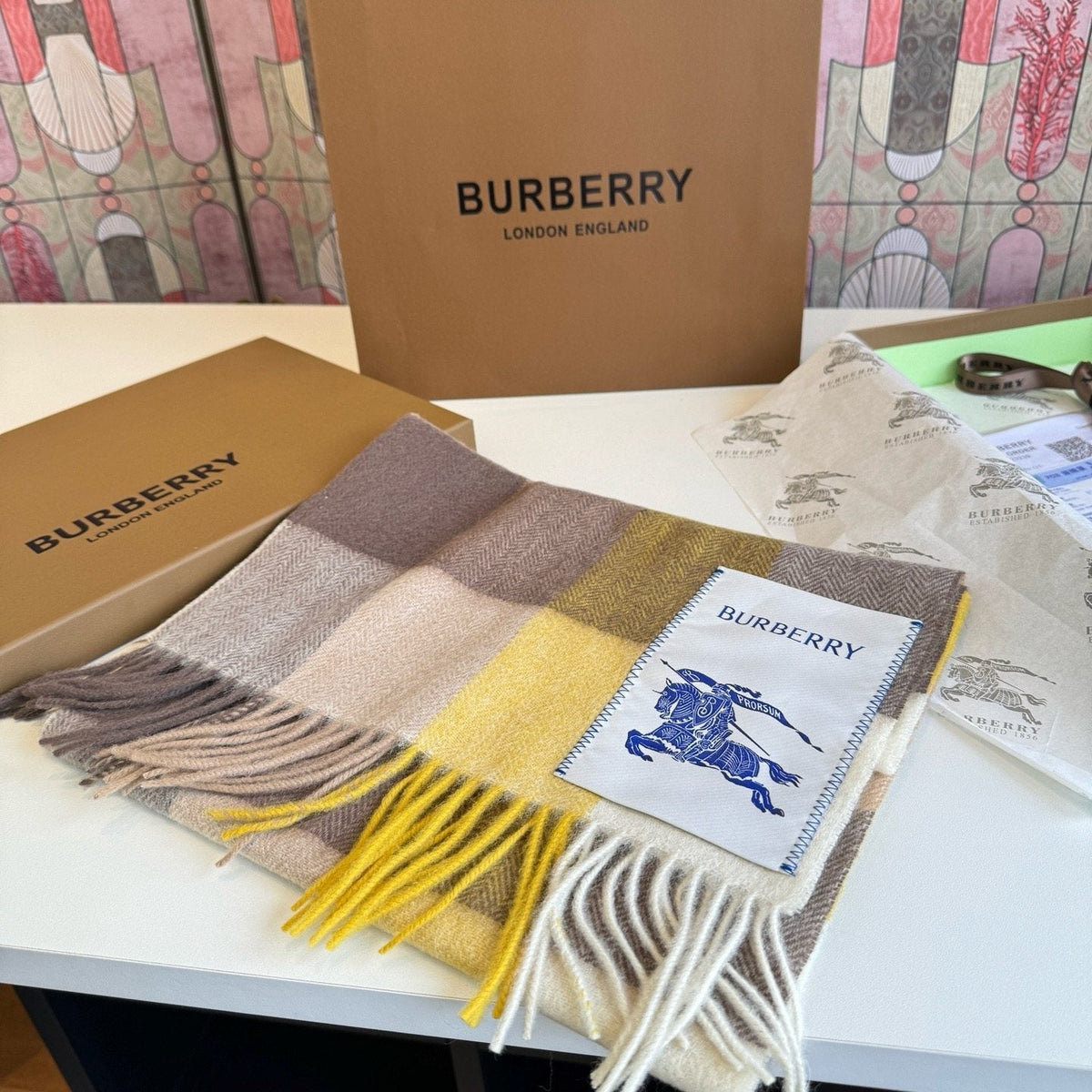 Burberry Plaid Fringe Scarf — front